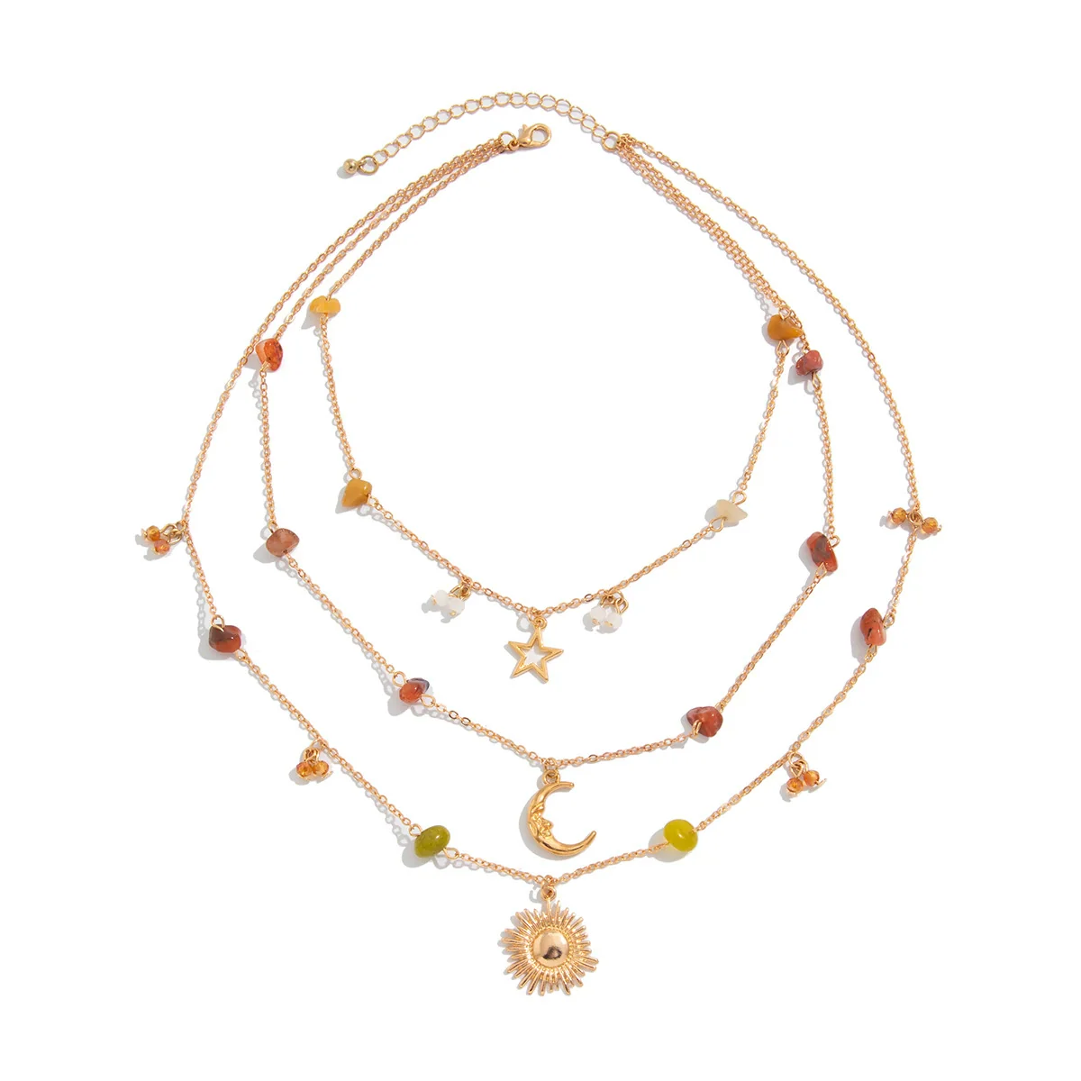 Women's Handmade Alloy Pendant Clavicle Chain Necklace With Gravel Star Geometric Pattern - Image 5