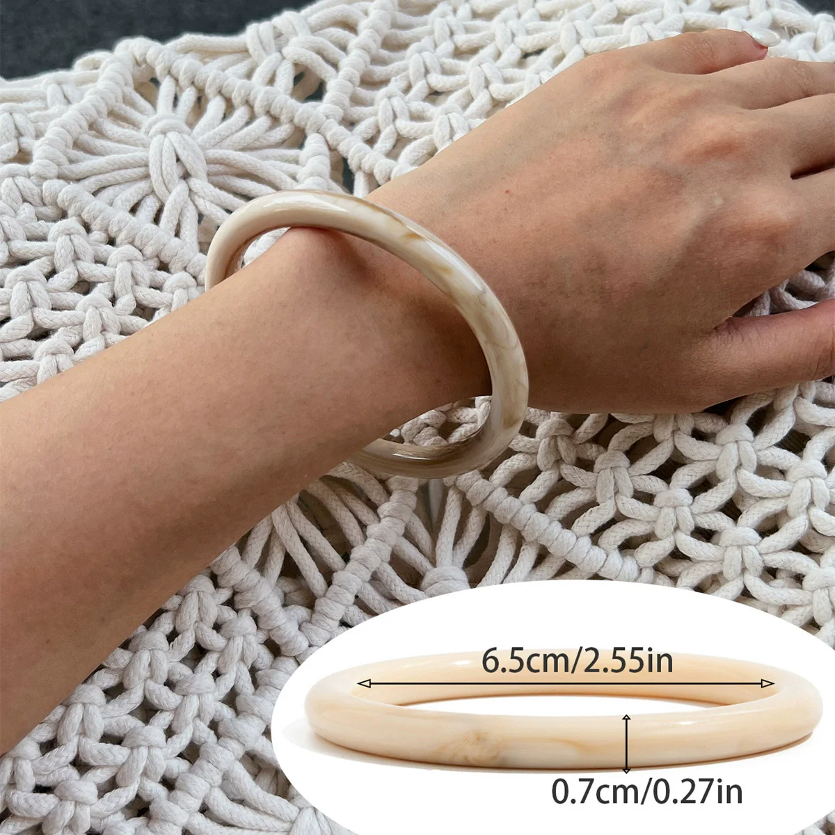 Women's Handmade Asymmetrical Smudged Resin Bracelet - Image 6