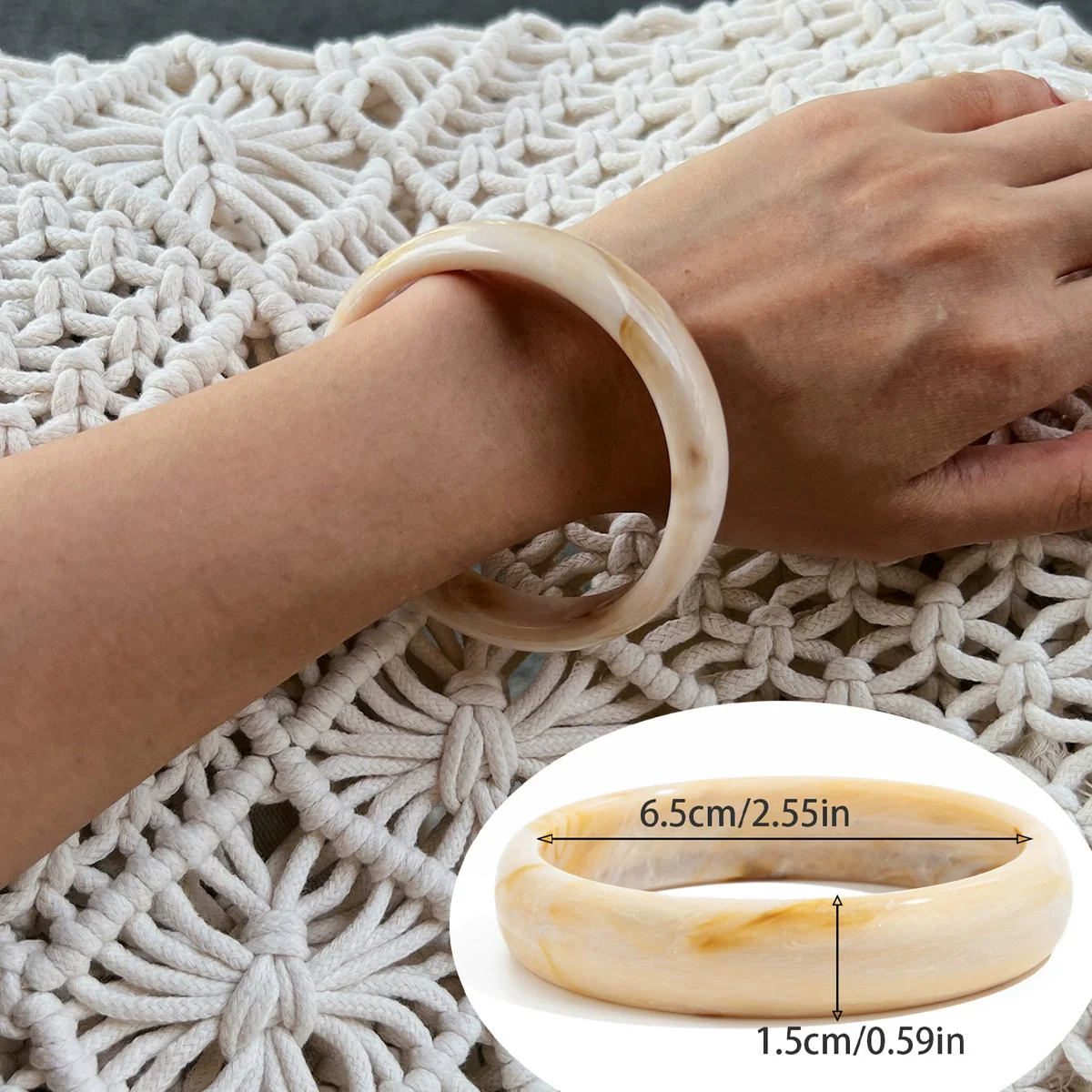 Women's Handmade Asymmetrical Smudged Resin Bracelet - Image 7