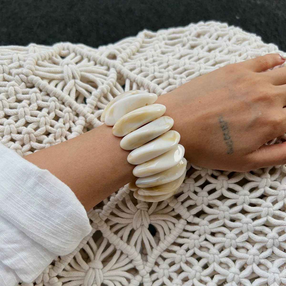 Women's Handmade Asymmetrical Smudged Resin Bracelet - Image 9