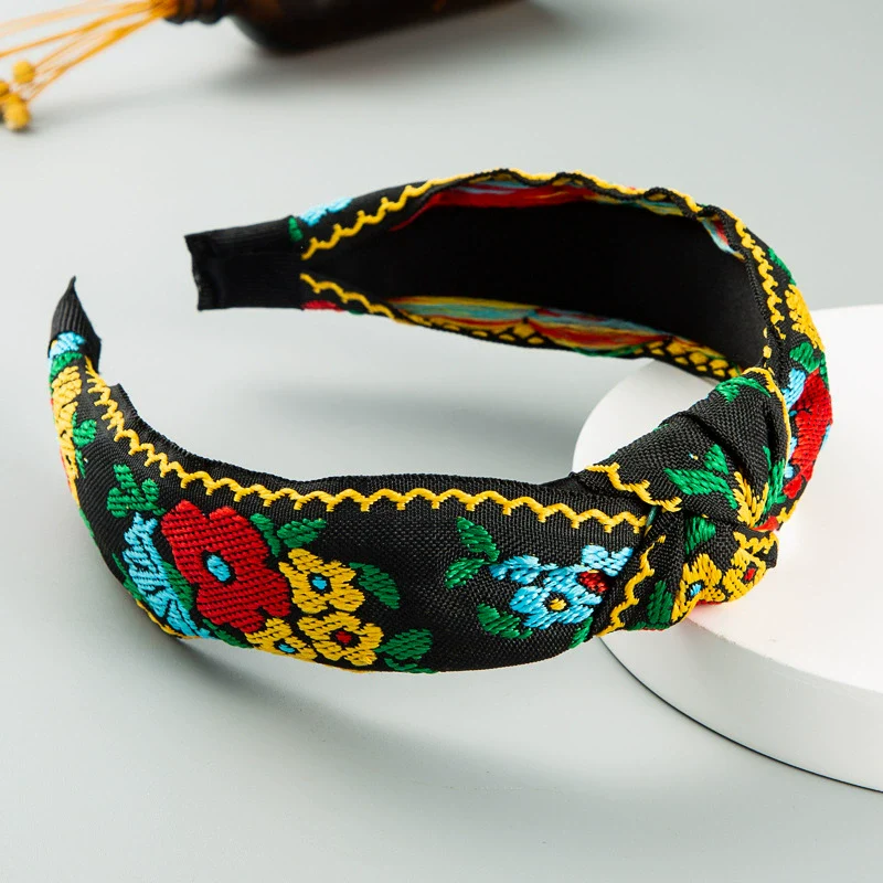 Women's Handmade Cloth Headband With Plant Flower Pattern - Image 3