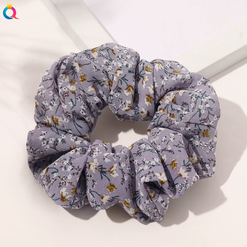 Women's Handmade Cloth Plaid Floral Large Intestine And Ball Hair Rings Hair Accessories - Image 6