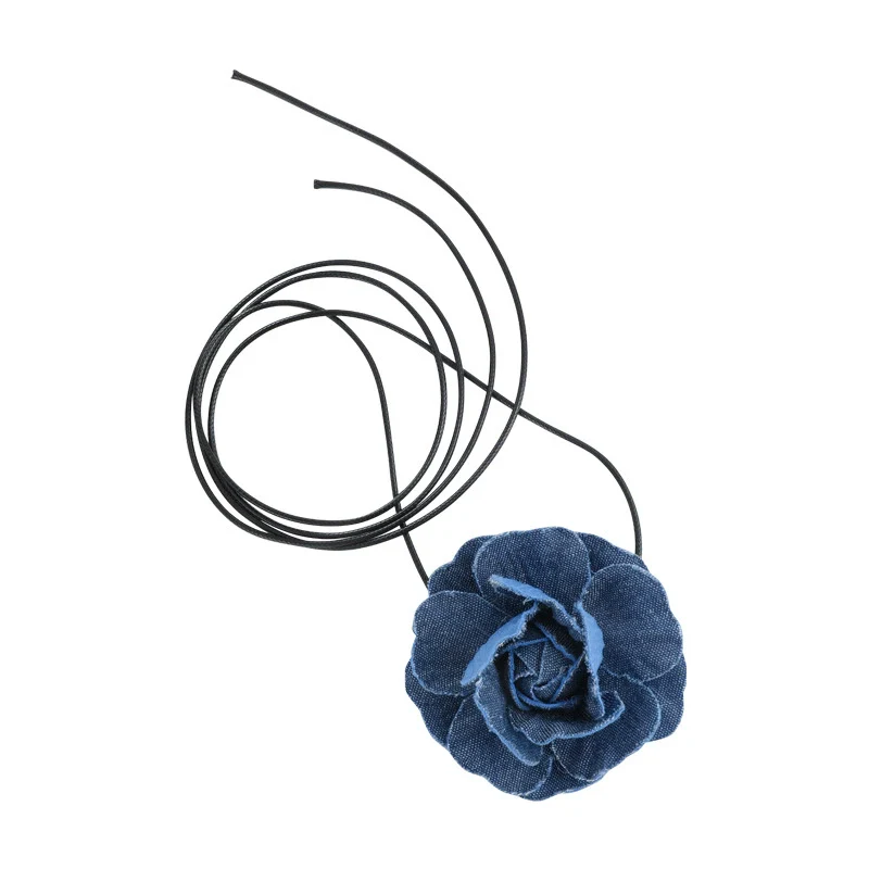 Women's Handmade Denim Flower Necklace Choker Clavicle Chain - Image 5
