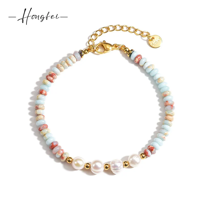 Women's Handmade Geometric Beaded Pearl Stainless Steel Bracelet