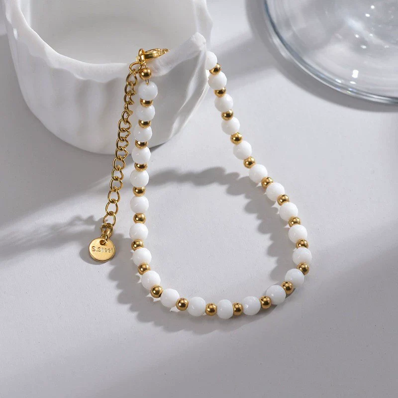 Women's Handmade Geometric Beaded Pearl Stainless Steel Bracelet - Image 16