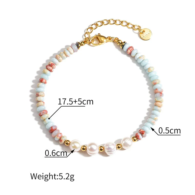 Women's Handmade Geometric Beaded Pearl Stainless Steel Bracelet - Image 5