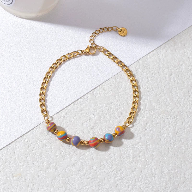 Women's Handmade Geometric Beaded Pearl Stainless Steel Bracelet - Image 7