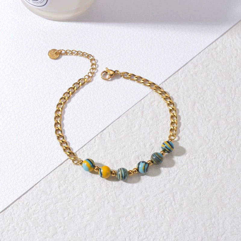 Women's Handmade Geometric Beaded Pearl Stainless Steel Bracelet - Image 9