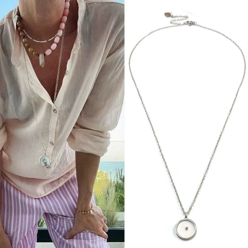 Women's Handmade Geometric Natural Stone Beaded Titanium Steel Necklace Maillard Style Regular Chain Mixed Gemstone Inlay - Image 7
