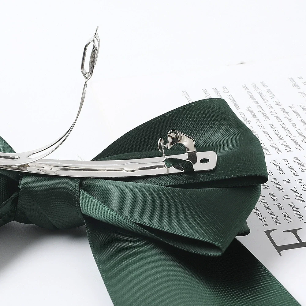 Women's Handmade Three Layer Satin Fabric Double Sided Band Spring Clip Hairpin - Image 4