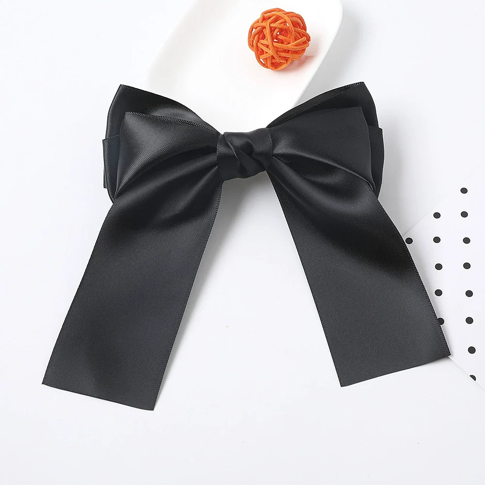 Women's Handmade Three Layer Satin Fabric Double Sided Band Spring Clip Hairpin - Image 6