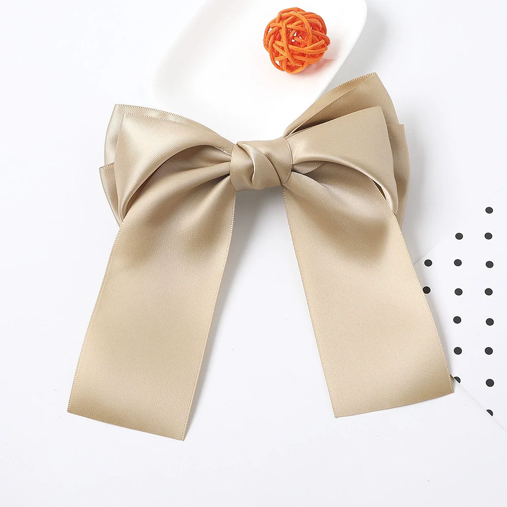 Women's Handmade Three Layer Satin Fabric Double Sided Band Spring Clip Hairpin - Image 7