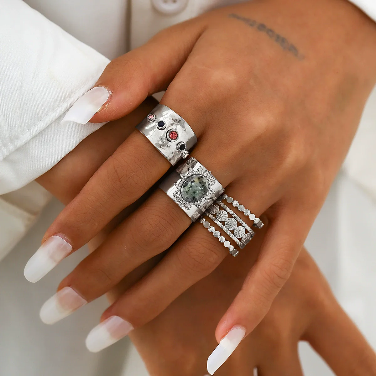 Women's Hiphop Alloy Geometric Ring Set With Electroplating - Image 9