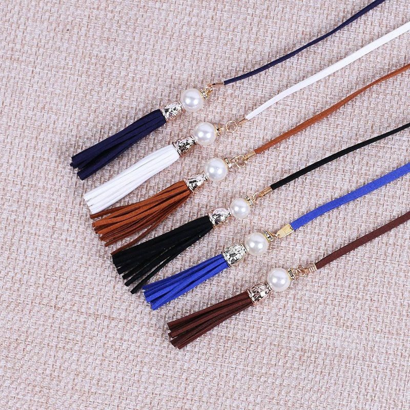 Women's Imitation Leather Thin Rope Belt Waist Accessories With Tassel For Clothing Decoration - Image 2