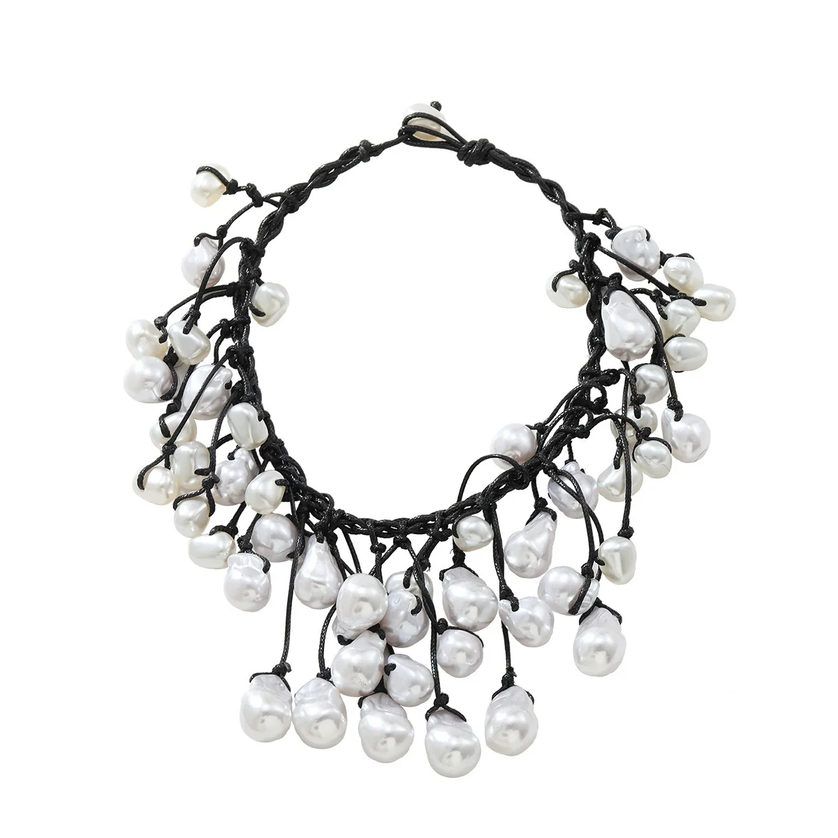 Women's Imitation Pearl Geometric Multilayer Handmade Necklace Choker Clavicle Chain - Image 5