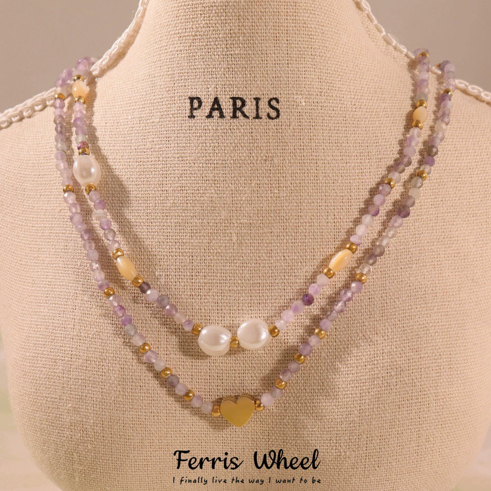 Women's Jewelry Ferris Wheel Clavicle Chain With Natural Stone Spacer Beads And Freshwater Pearl Stainless Steel And Titanium Steel Geometric Electroplated