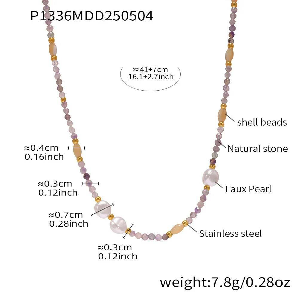 Women's Jewelry Ferris Wheel Clavicle Chain With Natural Stone Spacer Beads And Freshwater Pearl Stainless Steel And Titanium Steel Geometric Electroplated - Image 7
