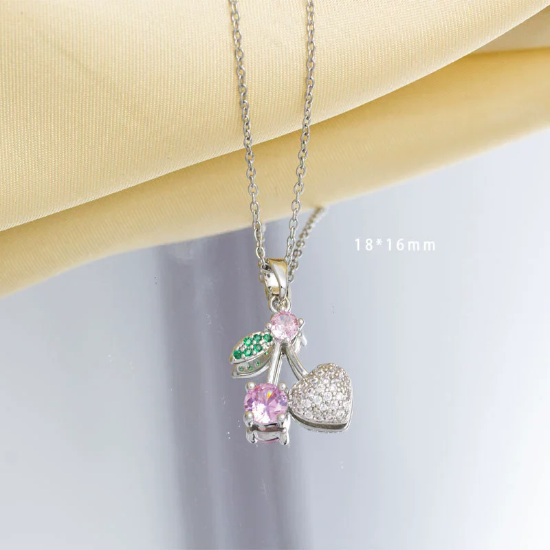 Women's Jewelry Fruit Pendant Necklace With Gemstone And Zircon On Copper O Chain Electroplated In Light Luxury Style - Image 3