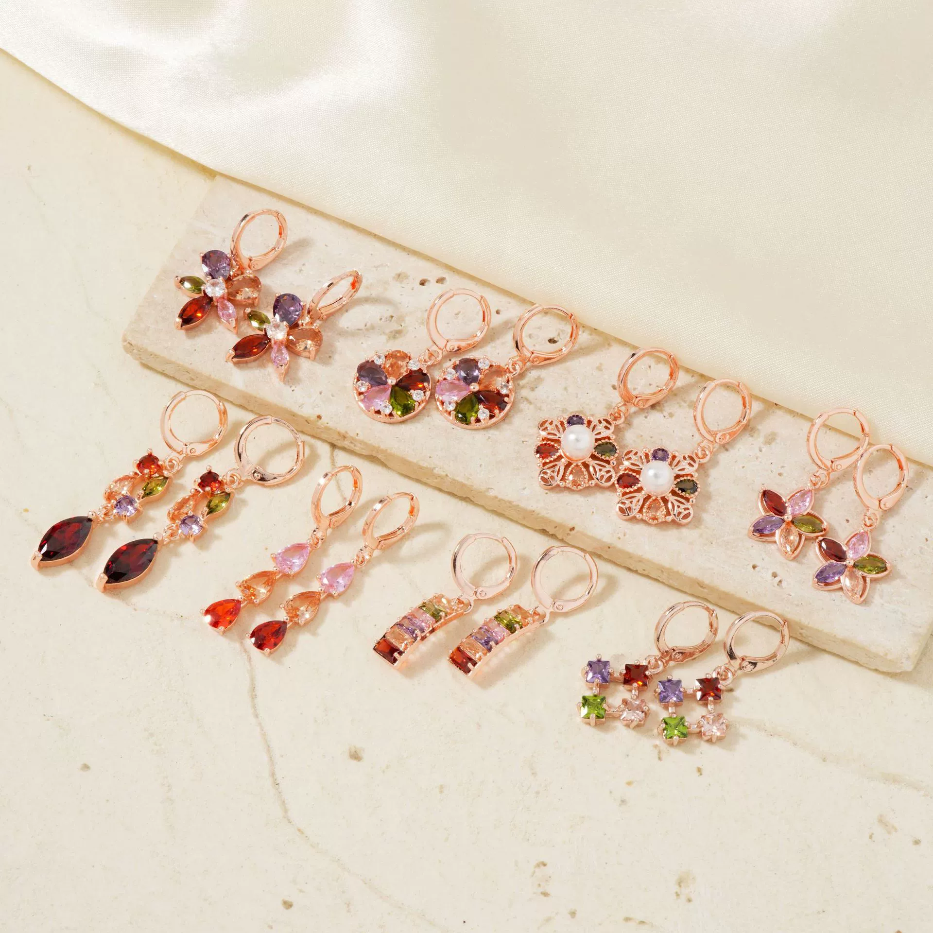 Women's Jewelry Twopiece Set With O Chain Stainless Steel Copper Zircon Glass Plants And Flowers Electroplated - Image 3
