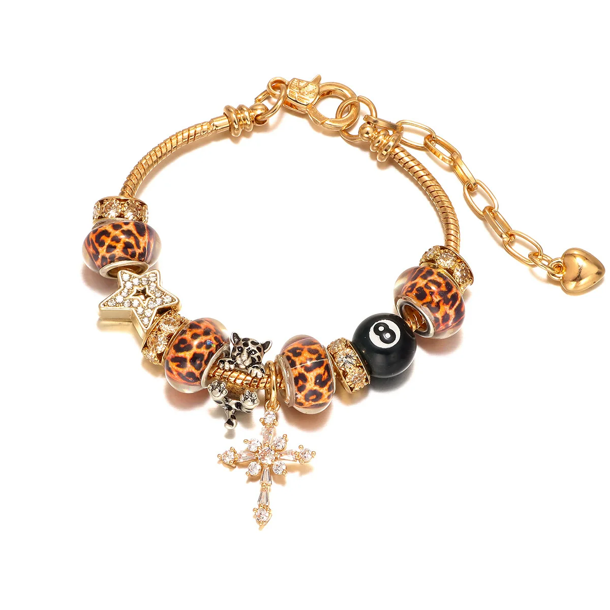Women's Jewelry Zinc Alloy Fivepointed Star Leopard Print Handmade Electroplated Bracelet - Image 5