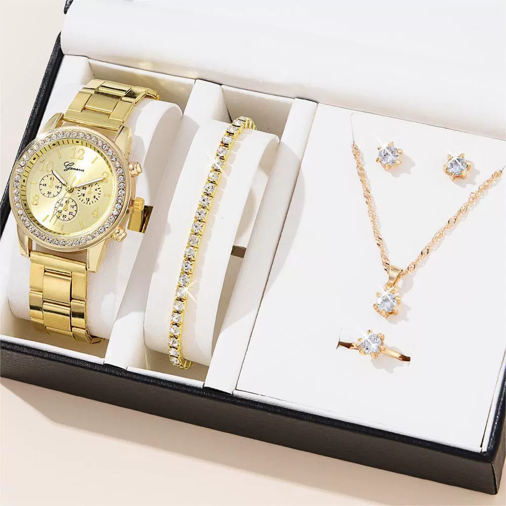 Women's Leisure Alloy Band Quartz Watch Set With Round Dial - Image 6