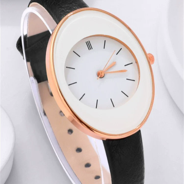Women's Leisure Alloy Case Quartz Watch With Imitation Leather Strap And Stainless Steel Clasp Round Dial - Image 3