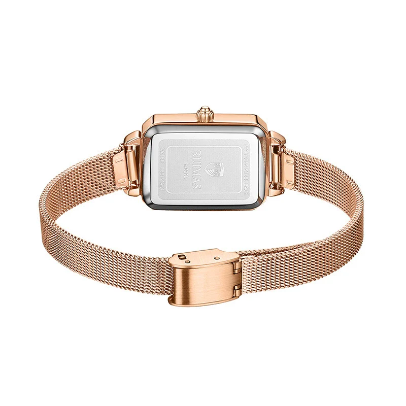 Women's Leisure Alloy Leather Watch With Rectangular Dial Stainless Steel Buckle And Mineral Reinforced Mirror - Image 5