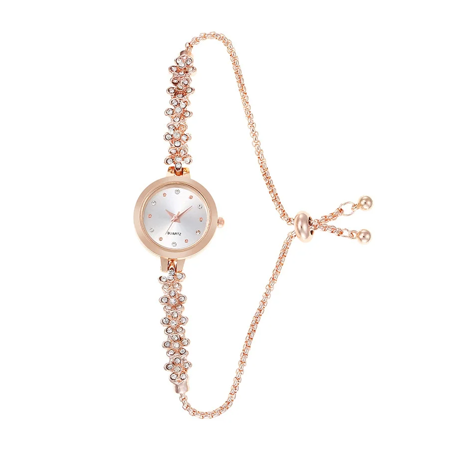 Women's Leisure Alloy Round Quartz Watch With Colored Diamond Thin Strap - Image 4