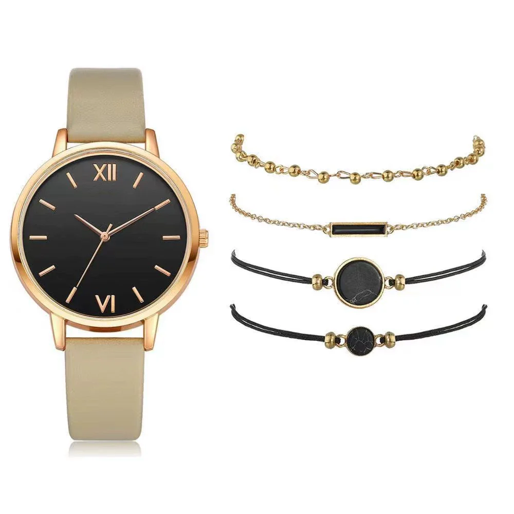 Women's Leisure Quartz Watch Set With Alloy Case Imitation Leather Strap And Round Dial - Image 18