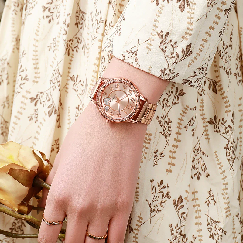Women's Leisure Quartz Watch With Diamond Alloy Case And Steel Belt Round Dial - Image 3