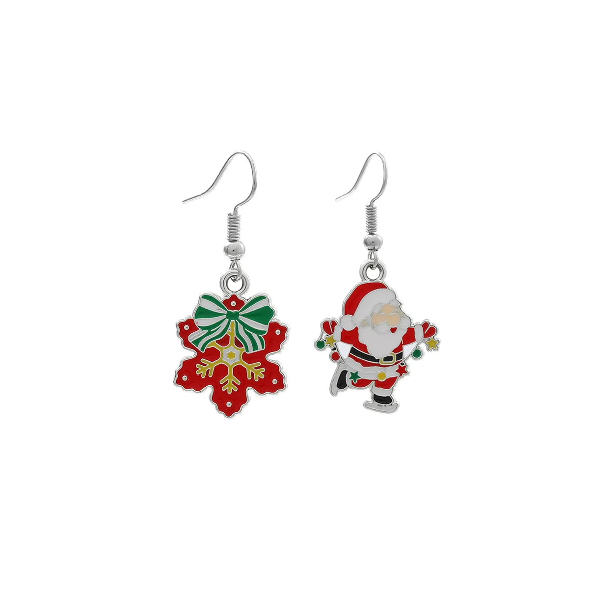 Women's Light Luxury Alloy Geometric Dripping Oil Snowflake Moon Bow Earrings - Image 7