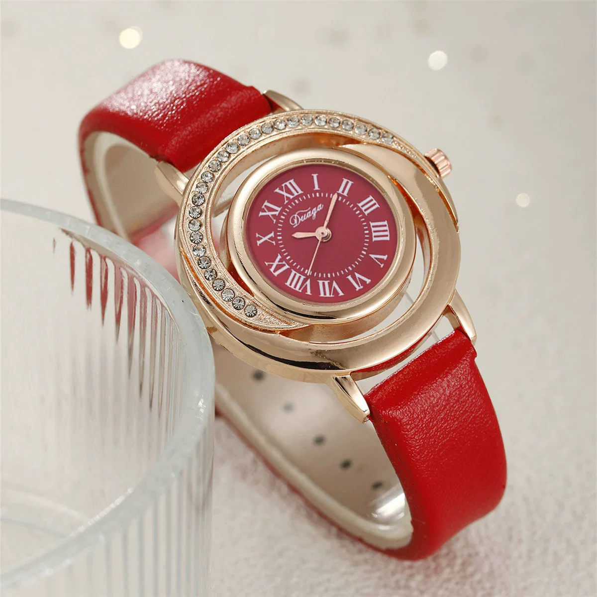 Women's Light Luxury Fashion Quartz Watch With Alloy Case Pu Strap Stainless Steel Buckle And Round Dial - Image 5