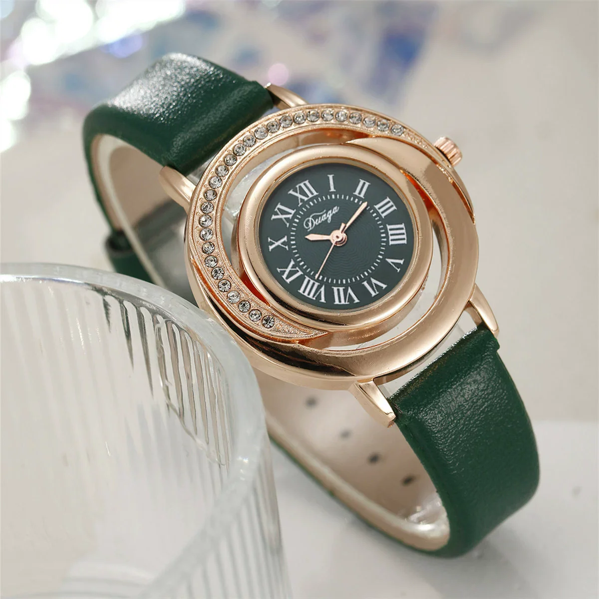 Women's Light Luxury Fashion Quartz Watch With Alloy Case Pu Strap Stainless Steel Buckle And Round Dial - Image 6