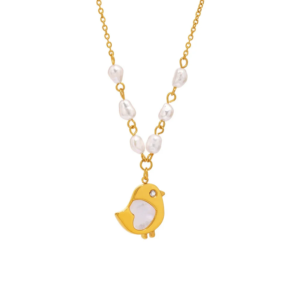 Women's Light Luxury Geometric Ferris Wheel Shell Freshwater Pearl Stainless Steel Titanium Steel Electroplated Necklace - Image 5
