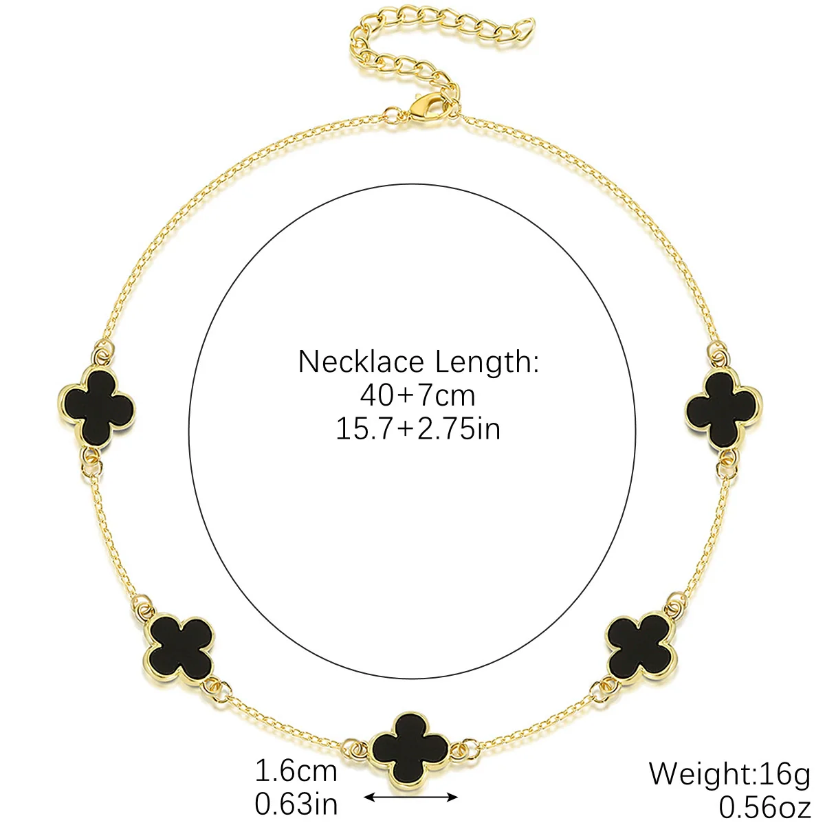 Women's Light Luxury Niche Highend Sense Fourleaf Clover Zinc Alloy Clavicle Chain Ochain Necklace With Geometric Pattern And Electroplating Treatment - Image 7