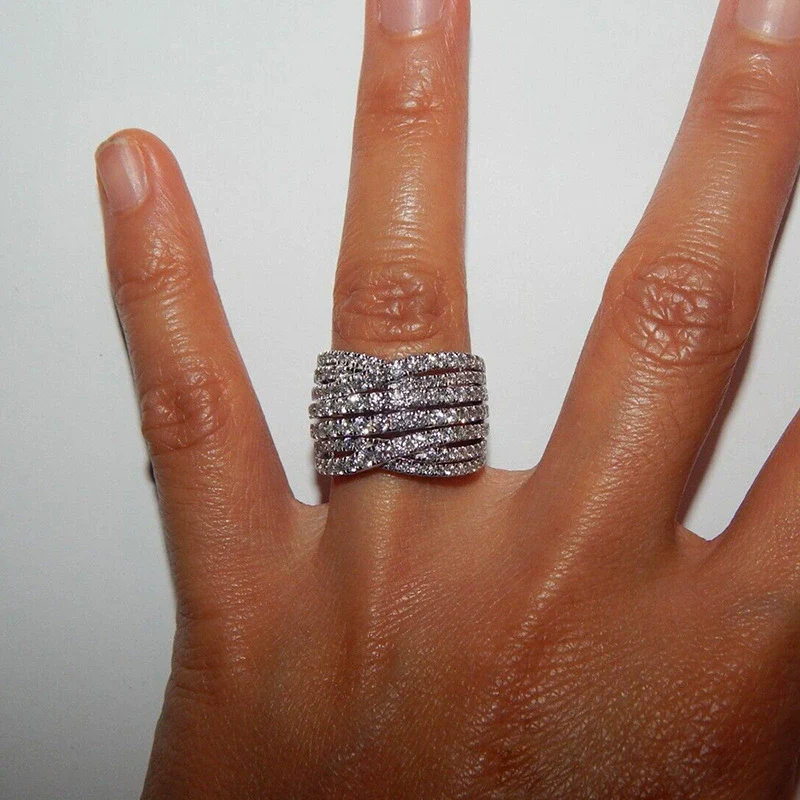 Women's Light Luxury Style Geometric Copper Ring With Zirconia Design - Image 3