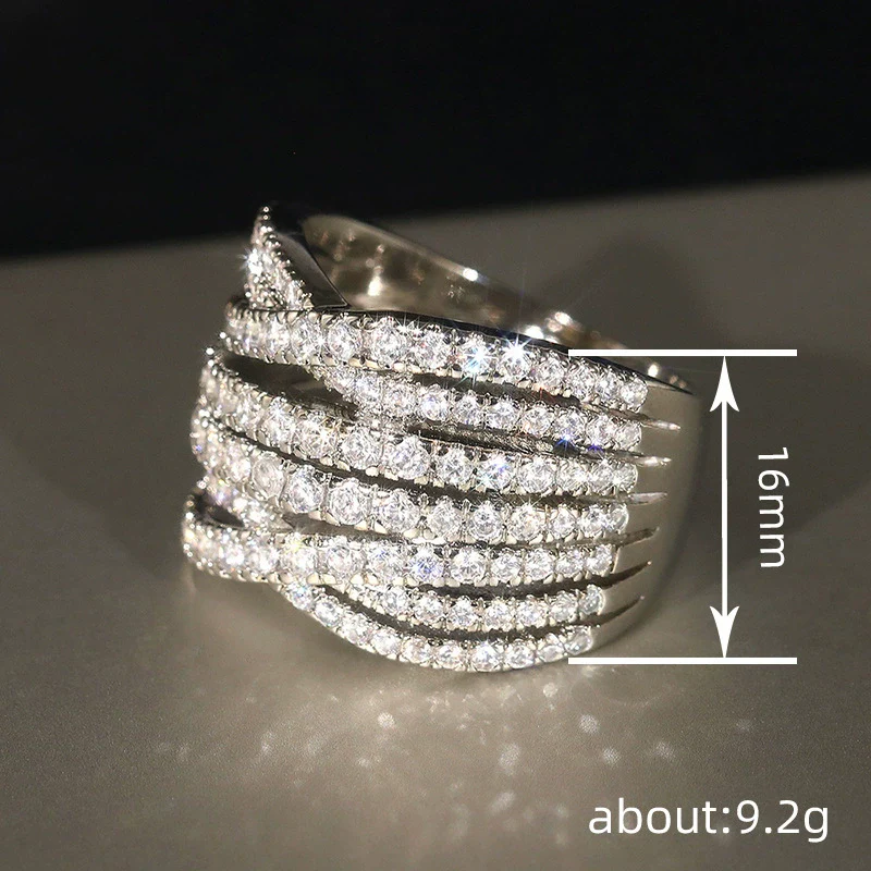 Women's Light Luxury Style Geometric Copper Ring With Zirconia Design - Image 4