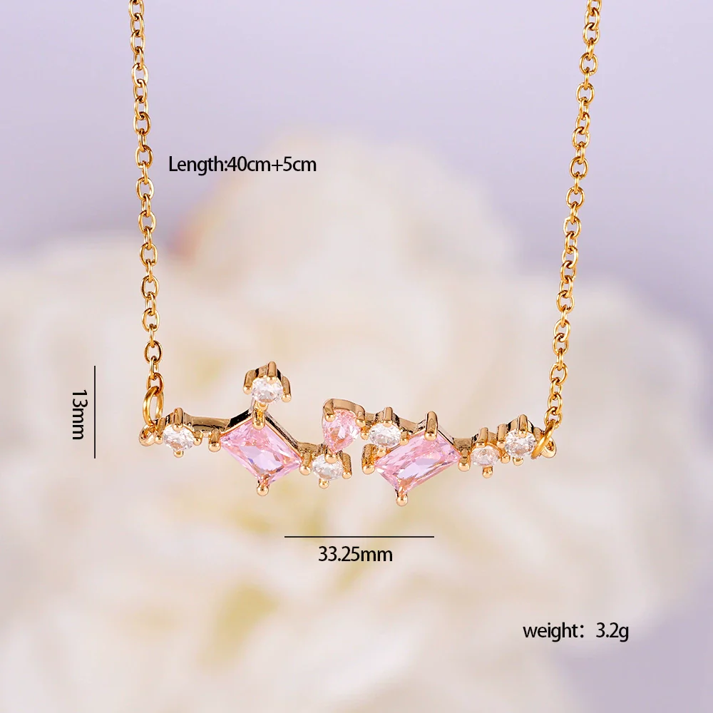 Women's Light Luxury Style Heart Shape Copper Necklace With Mixed Gemstone Setting And Electroplating O Chain - Image 7