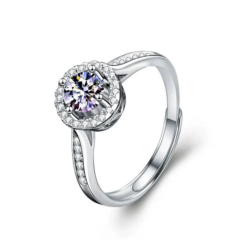 Women's Light Luxury Style Moissanite Ring S925 Sterling Silver Geometric Micropaved - Image 4