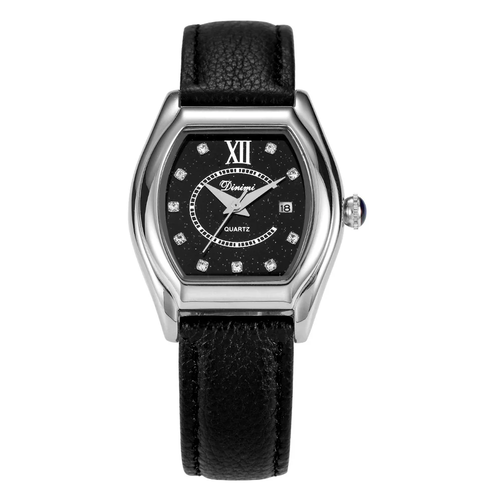 Women's Luxury Barrelshaped Quartz Watch Alloy Case Genuine Leather Strap Stainless Steel Buckle Mineral Reinforced Glass Mirror - Image 5