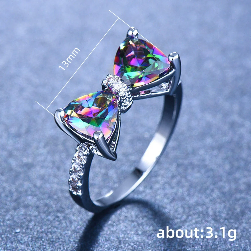 Women's Luxury Bow Zircon Copper Ring Sweet Cool Style - Image 4