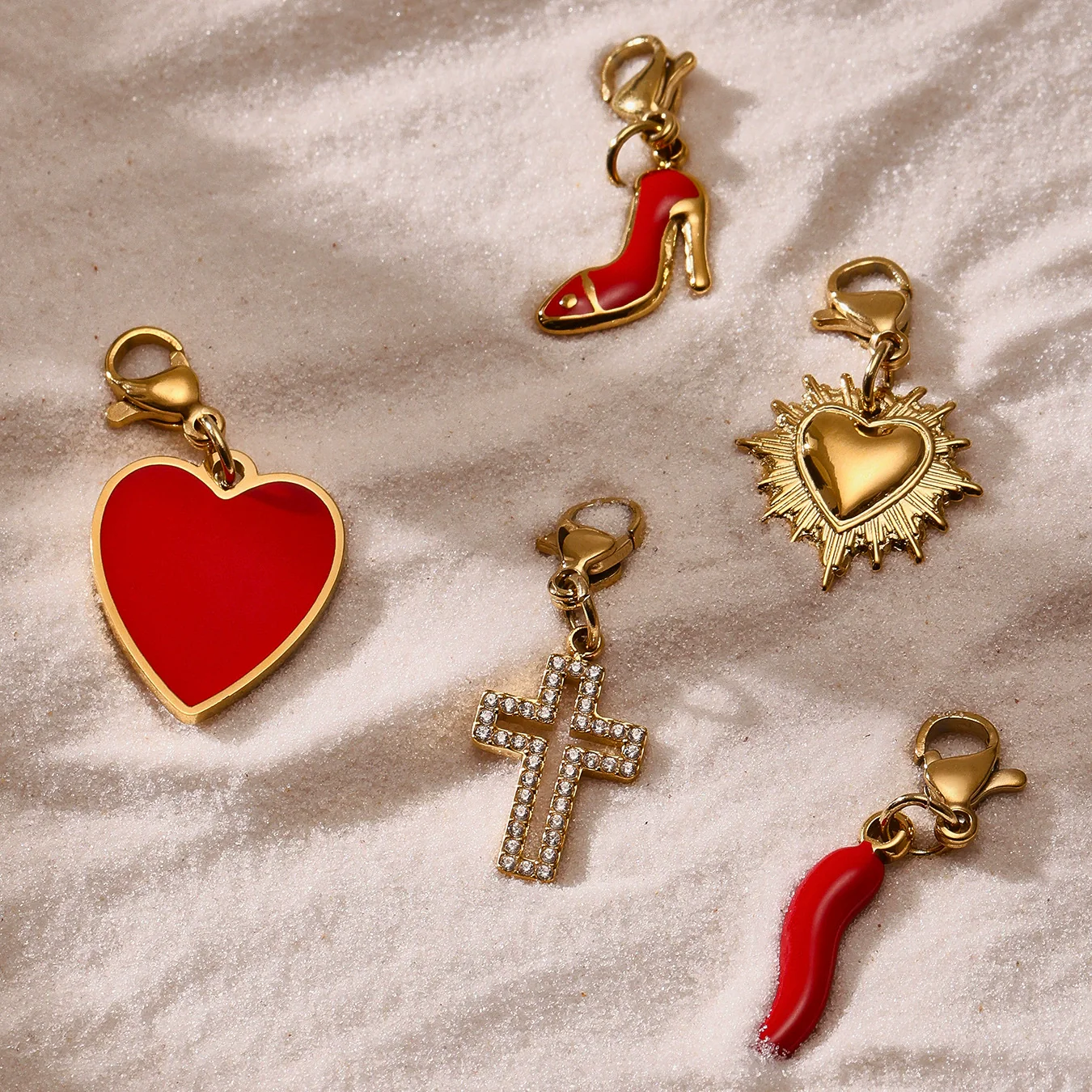 Women's Luxury Ferris Wheel Heart Cross Necklace With Geometric Pattern Made Of Stainless Steel Zircon Enamel Glaze And Titanium Steel Electroplated - Image 4