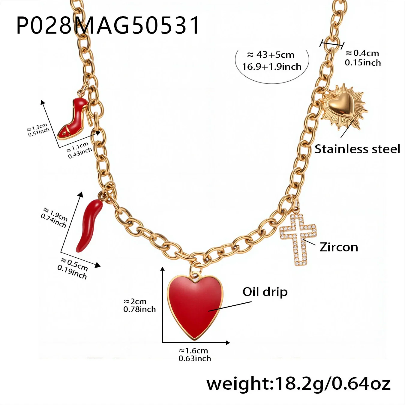 Women's Luxury Ferris Wheel Heart Cross Necklace With Geometric Pattern Made Of Stainless Steel Zircon Enamel Glaze And Titanium Steel Electroplated - Image 6