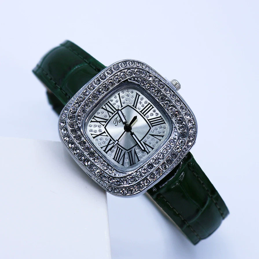 Women's Luxury Square Alloy Case Pu Strap Diamondembedded Watch With Roman Dial - Image 14