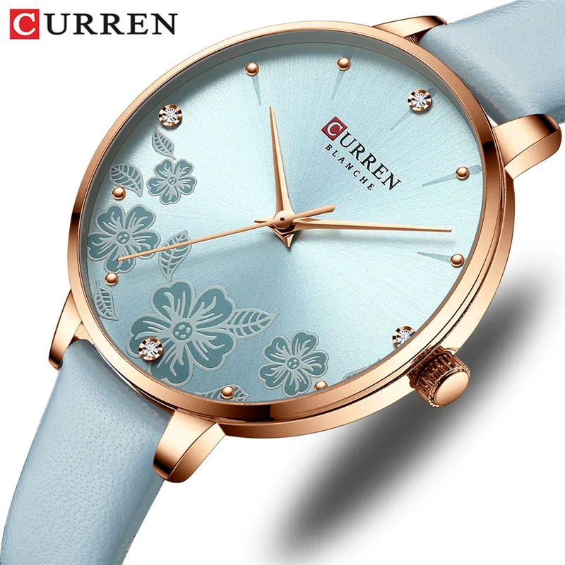 Women's Metal Case Imitation Leather Strap Round Dial Printed Rhinestone Casual Watch