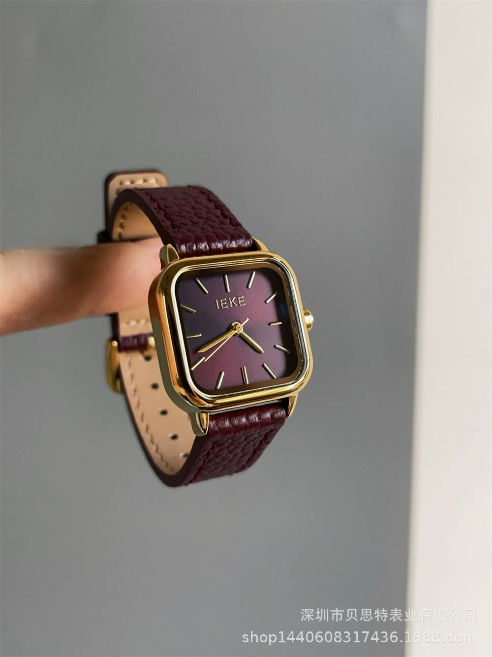Women's Metal Case Square Dial Imitation Leather Strap Quartz Fashion Watch - Image 14