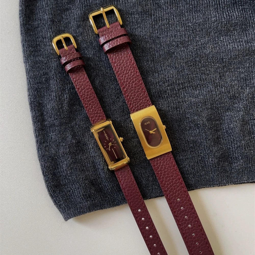 Women's Metal Case Square Dial Imitation Leather Strap Quartz Fashion Watch - Image 3