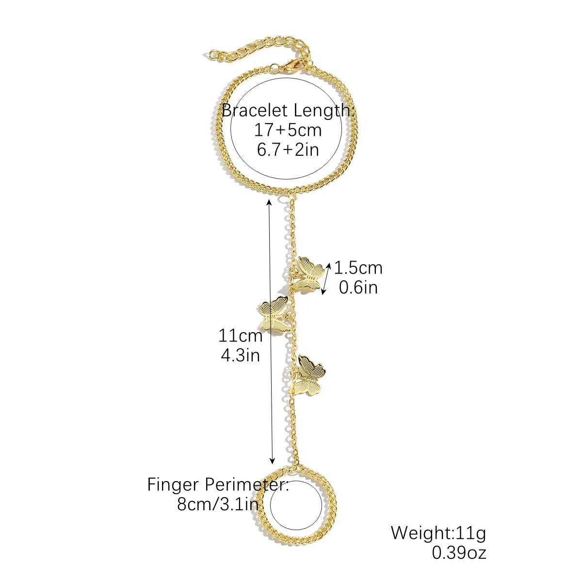 Women's Metal Finger Bracelet With Bow Drop Shape And Geometric Pattern Electroplated - Image 5