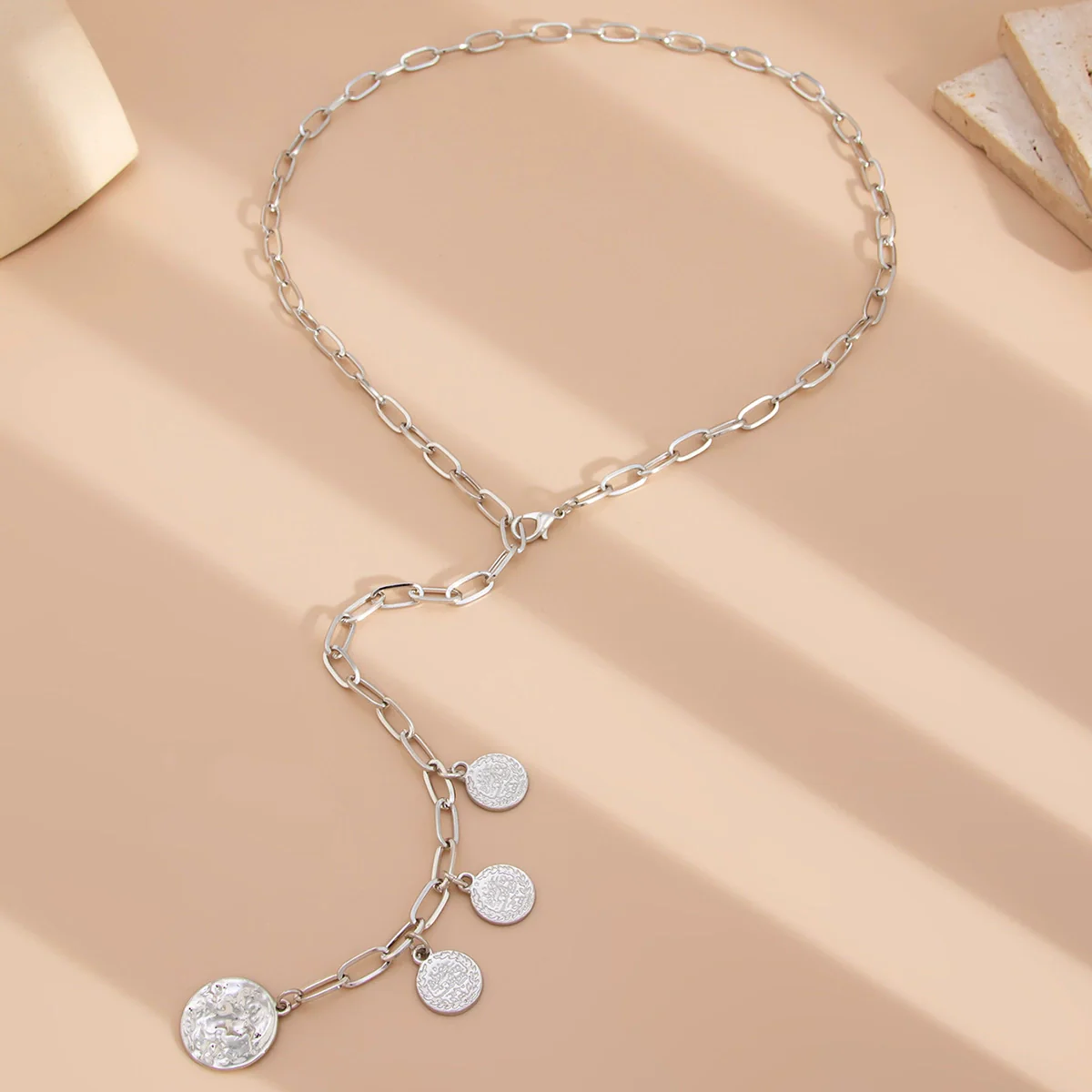 Women's Metal Geometric Figure Long Necklace With Iron Chain Alloy And Electroplating Design - Image 4