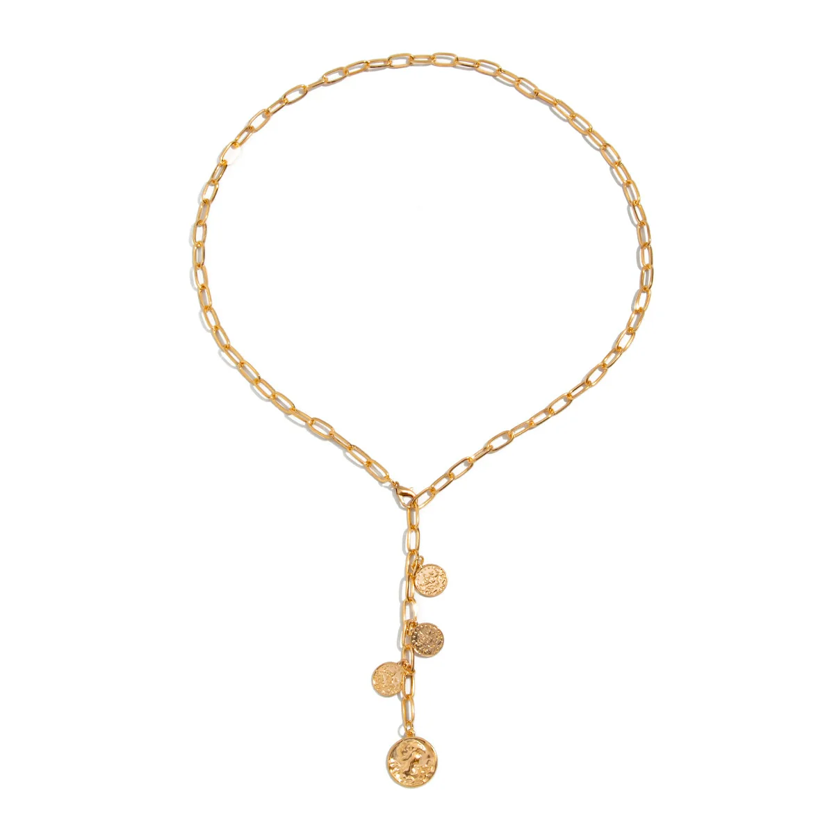 Women's Metal Geometric Figure Long Necklace With Iron Chain Alloy And Electroplating Design - Image 5